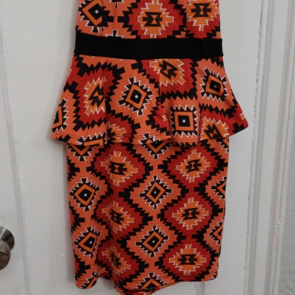 Aztec Mexican Print Peplum Dress - Picture 3 of 3